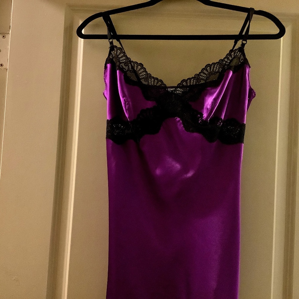 Victoria Secret pretty purple and black lace chemise